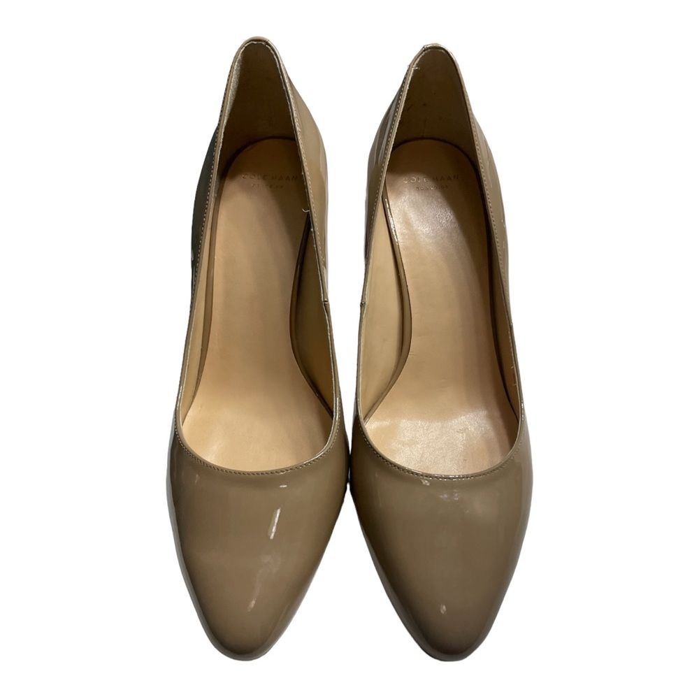 COLE HAAN GRAND.OS Prietta II Patent Leather Pumps, Heels. Beige. Sz. 10.